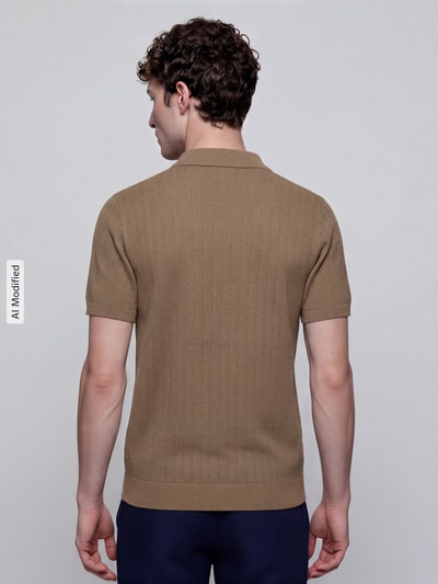 MCNEAL Poloshirt mit kurzem Reißverschluss und Polokragen Hellbraun 5
