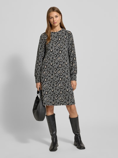 More & More Knielanges Jerseykleid im Allover-Look Anthrazit 1