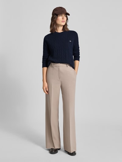 Gant Strickpullover mit Zopfmuster und Label-Stitching Dunkelblau 1