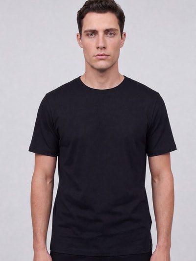MCNEAL damski t-shirt o kroju regular fit z okrągłym dekoltem Czarny 4