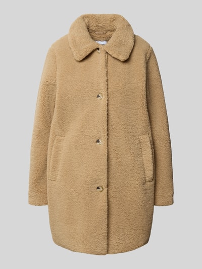 Produktfoto, Mantel aus Teddyfell Modell 'NATI' von NOISY MAY®, beige, weiche Teddyfell-Textur, Umlegekragen, Knopfleiste, Regular Fit