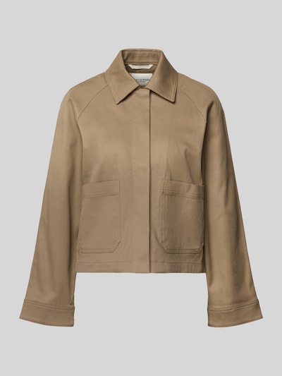 Produktfoto, Regular Fit Hemdjacke aus Baumwoll-Mix von Marc O'Polo in Beige, unifarben, aufgesetzte Taschen, verdeckte Knopfleiste, glatte Textur.