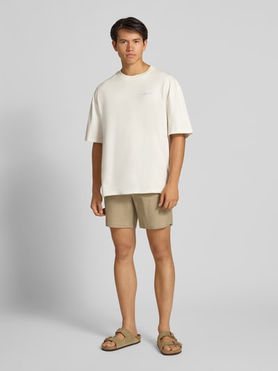 Only & Sons Regular fit sweatshorts van puur katoen, model 'TEL' Olijfgroen - 1