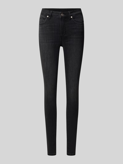 Produktfoto, Slim Fit Jeans aus Baumwoll-Mix Modell "DIVINE" von Liu Jo White in Schwarz, 5-Pocket-Design, Detailansicht, Damenmode
