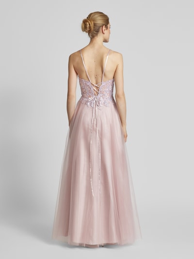 Luxuar Abendkleid mit tiefem Herz-Ausschnitt Mauve 5