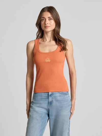 VERO MODA Slim Fit Tank Top aus Baumwoll-Mix Modell 'DISA' Orange 4