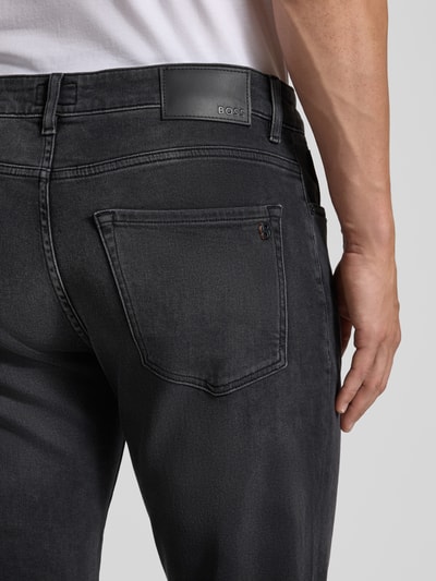 BOSS Orange Regular fit jeans met labelpatch, model 'ONYX' Donkergrijs - 3