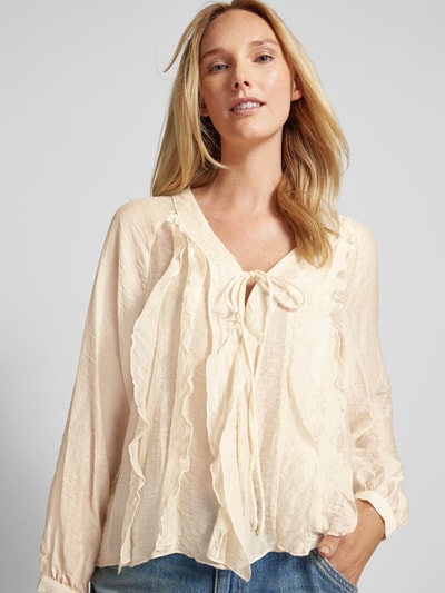 Mango Regular Fit Bluse mit Volants Modell 'DUNST' Offwhite 3