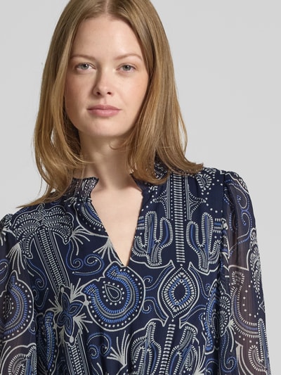 Oui Maxi-jurk met druppelvormige hals Donkerblauw - 3