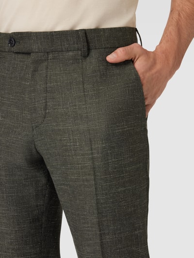 BOSS Slim fit pantalon met structuurmotief, model 'Genius' Rietgroen - 3