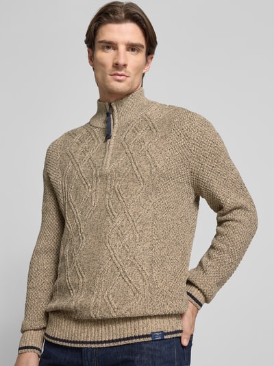 Lerros Sweter z dzianiny z kołnierzem Beżowy 3