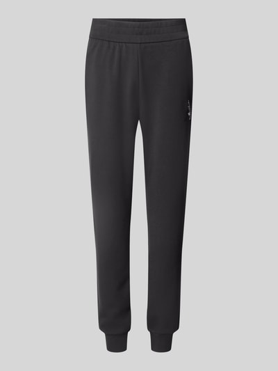 Produktfoto, Slim Fit Sweatpants aus Viskose-Mix von Armani Exchange, czarne, krój slim fit, elastyczne wykończenia, pas, mieszanka wiskozy, długość wewnętrzna nogawki w rozmiarze S: 74 cm
