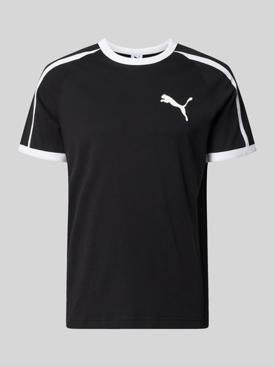 Produktfoto, Regular Fit T-Shirt mit Logo-Print von PUMA PERFORMANCE in Schwarz-Weiß aus Reine Baumwolle mit Rundhalsausschnitt, Rückenlänge bei Größe M 72 cm.