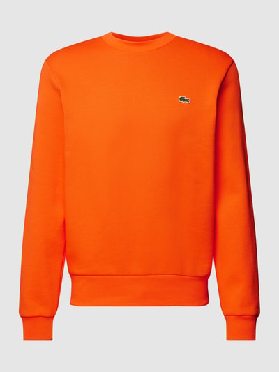 Lacoste Sweatshirt in unifarbenem Design mit Label-Stitching Orange 2