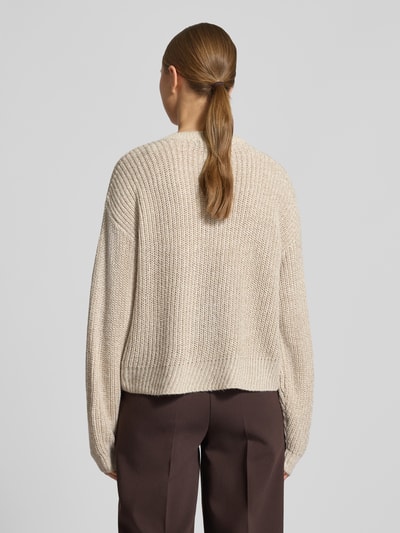 VERO MODA Kardigan rozpinany krój regular fit z jednorzędową listwą guzikową Model 'LEA' Piaskowy 5
