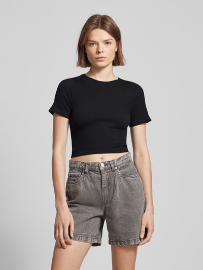 Only Cropped T-Shirt mit Strukturmuster Modell 'GWEN' Black 4