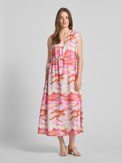 YAS Midi-jurk met V-hals, model 'AROLA' Felroze - 4