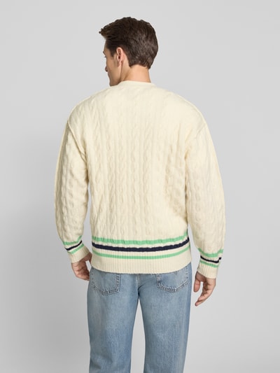 Lacoste Relaxed fit gebreid jack van wolmix Offwhite - 5