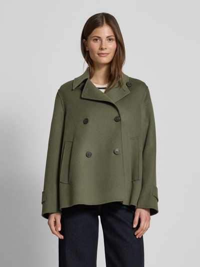 Weekend Max Mara Schurwolljacke mit Umlegekragen Modell 'AFONE' Khaki 4