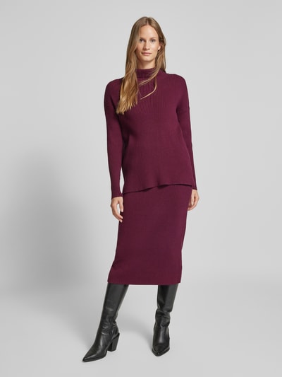 Soyaconcept Midirok in riblook, model 'KANITA' Bordeaux gemêleerd - 1