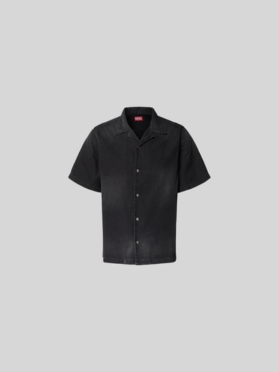 Produktfoto, Regular Fit Jeanshemd aus Baumwolle von Diesel in Schwarz mit durchgehender Druckknopfleiste und Reverskragen, kurzärmelig