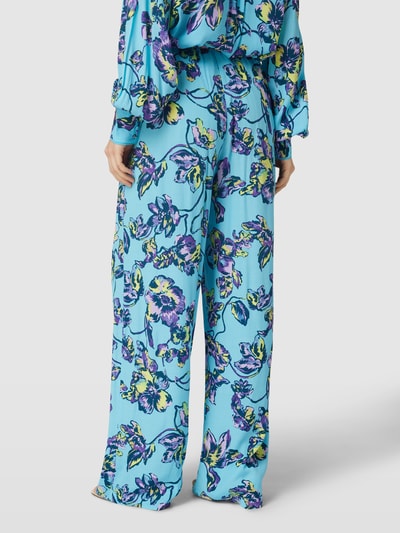 YAS Stoffen broek met all-over motief, model 'Topaz' Turquoise - 5