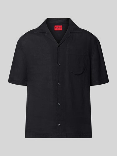 HUGO Koszula casualowa o kroju regular fit z czystego lnu model 'EXOLINO' Czarny 2