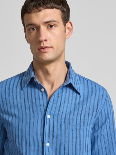 Samsøe Samsøe Koszula casualowa o kroju regular fit z mieszanki bawełny i lnu model ‘LIAM’ Niebieski melanż 3