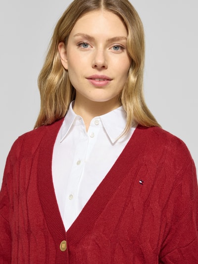 Tommy Hilfiger Kurtka z dzianiny o kroju oversized z czystej wełny Czerwony 3