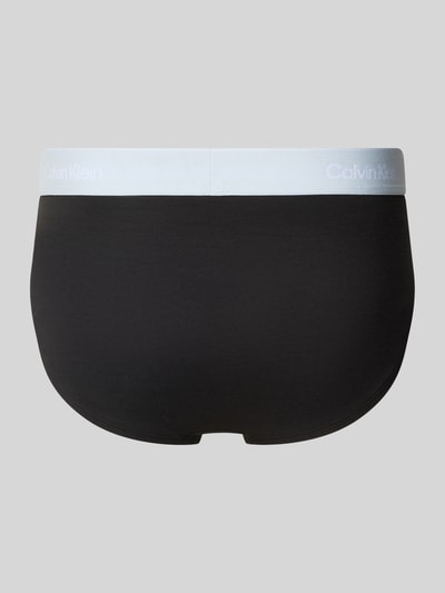 Produktfoto, Slip aus Baumwoll-Mix im 3er-Pack Modell 'HIP BRIEF' von Calvin Klein Underwear in Schwarz mit weißem Bund, glatte Textur