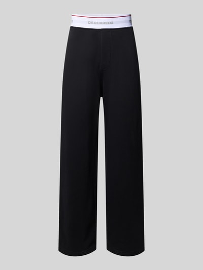 Produktfoto, Wide Leg Sweatpants mit elastischem Bund Modell 'Dsquared2' von Dsquared2 in Schwarz, reine Baumwolle, Ready to Wear, Label-Details