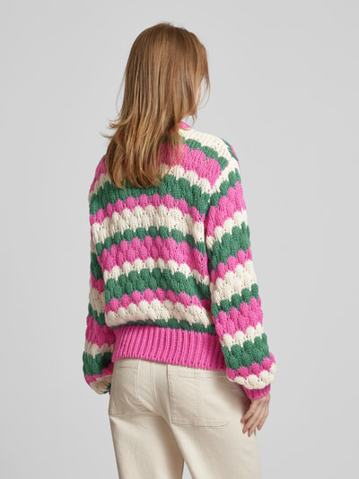 YAS Strickpullover mit Zopfmuster Modell 'BUBBA' Pink 5