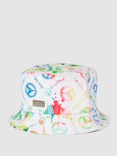 CARLO COLUCCI Czapka typu bucket hat z nadrukiem i motywem z logo model ‘PEACE’ Biały 1