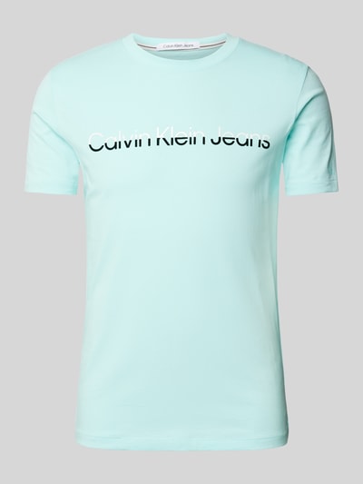 Calvin Klein Jeans T-Shirt mit Label-Print Modell 'MIXED INSTITUTIONAL' Aqua 2