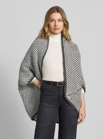 OPUS Poncho met knoopsluiting, model 'Amaryllis boho' Middengrijs - 4