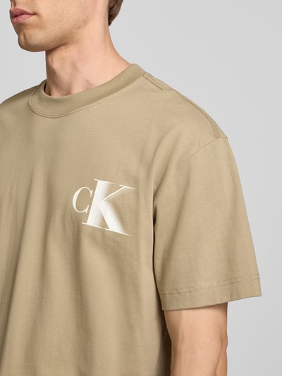 Calvin Klein Jeans T-shirt z nadrukiem z logo i okrągłym dekoltem Beżowy 3