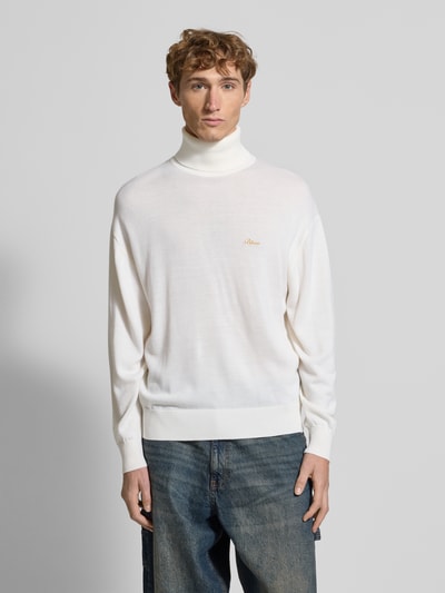 BLKVIS Rollkragenpullover mit gerippten Abschlüssen Modell 'Script' Offwhite 4
