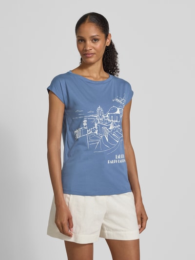 Lauren Ralph Lauren T-Shirt mit Label-Print Modell 'GRIETA' Hellblau 4