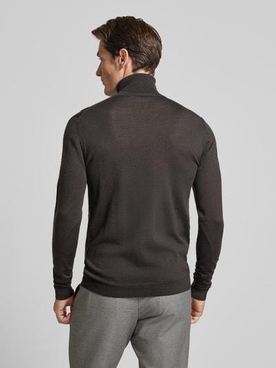 Roy Robson Wollpullover mit Rollkragen Dunkelbraun 5