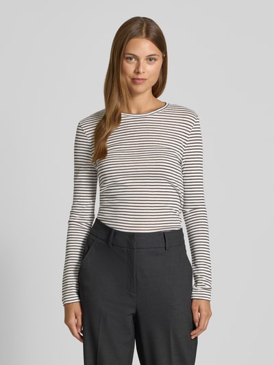 Rich & Royal Shirt met lange mouwen en geribde ronde hals Donkerbruin - 4