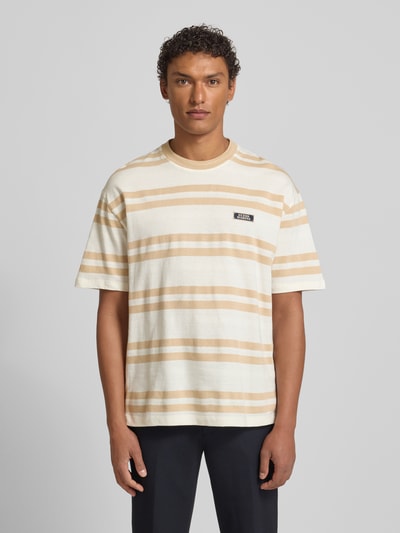 GUESS t-shirt z detalem z logo Écru 4