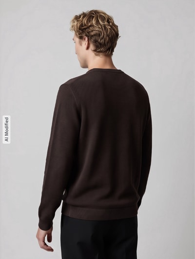 Marc O'Polo DENIM Regular Fit Pullover aus reiner Baumwolle Dunkelbraun 5