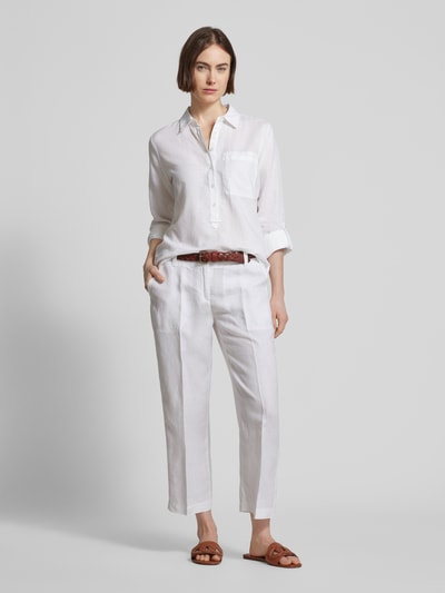 MAC Spodnie lniane o skróconym kroju regular fit model ‘Nora’ Biały 1