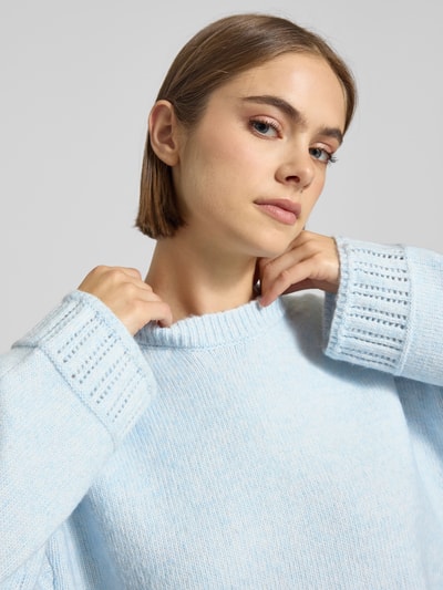 Pieces Sweter z dzianiny o kroju oversized z okrągłym dekoltem model ‘ORLY’ Jasnoniebieski 3