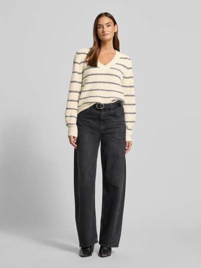 VERO MODA Regular Fit Strickpullover mit Woll-Anteil Modell 'AWESOME' Offwhite 1