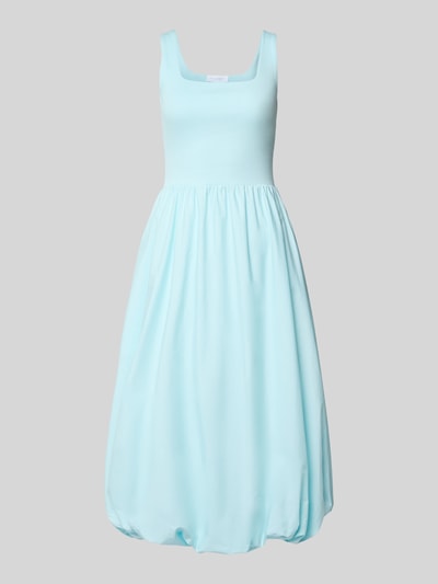 Produktfoto, Knielanges Bubble Kleid mit Karree-Ausschnitt von Rich & Royal aus Baumwoll-Mix mit Stretch-Anteil, A-Linie, Feinripp, hellblau