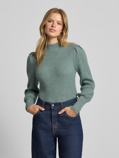 Only Sweter z dzianiny o kroju regular fit z mieszanki wiskozy model ‘KATIA’ Trzcinowy 4