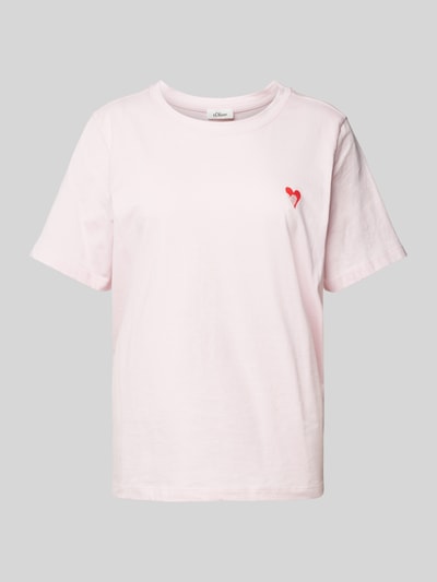 s.Oliver RED LABEL Relaxed Fit T-Shirt aus reiner Baumwolle mit Herz-Stickerei Rosa 2