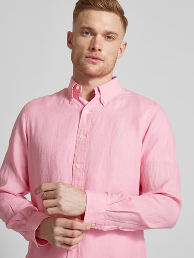 Polo Ralph Lauren Custom Fit Leinenhemd mit Label-Stitching Pink 3