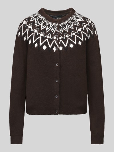 VERO MODA Regular Fit Strickjacke mit Wollanteil Modell 'KARLA' Schoko 2